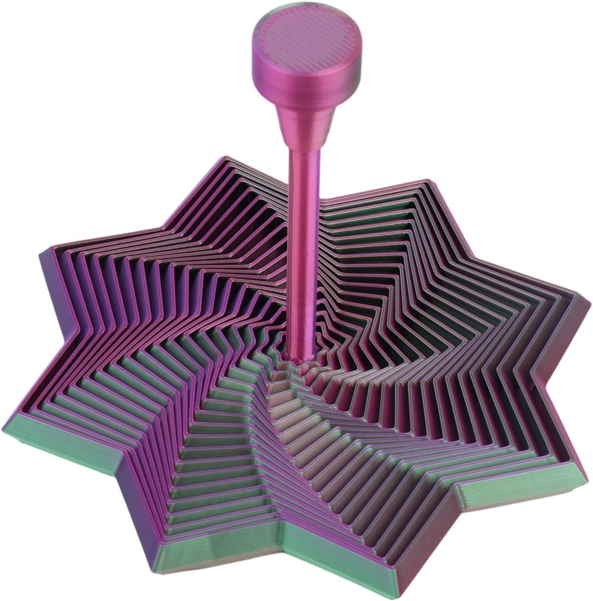 3D Uitgebreide Fidget Ster, Kleurrijke Fractale Ontspannings Achtpuntige Ster met Handvat en Draaiend Spiraalontwerp Ontspanningsgereedschappen voor op Het Kantoorbureau