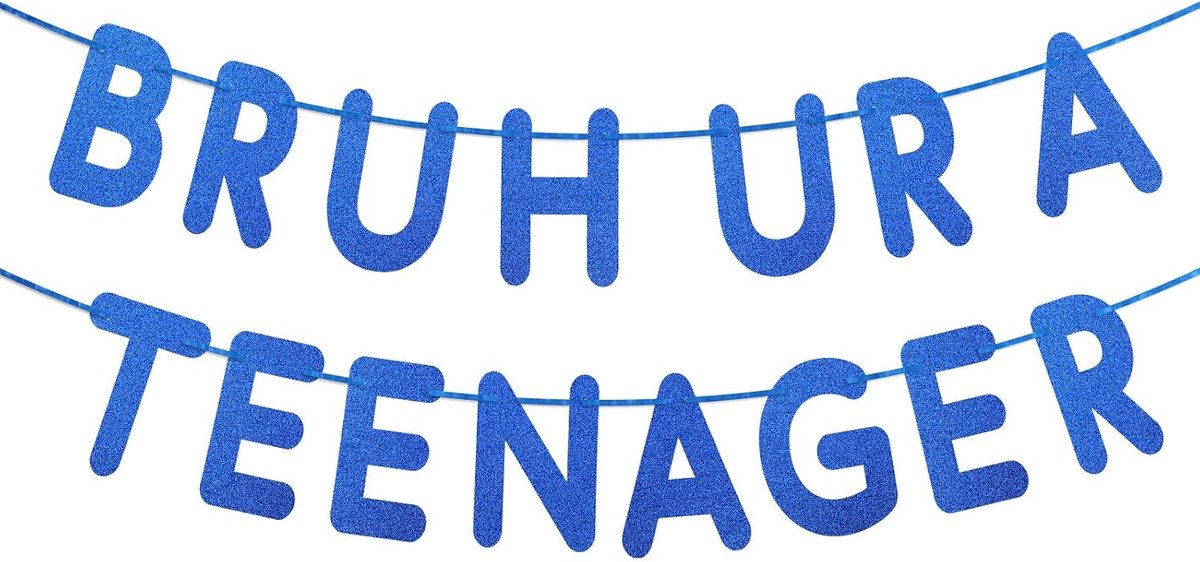 Ur a Teenager Banner, Voorgemonteerd Glitter 13e Verjaardag Bannerdecoraties Grappige 13e Verjaardagsslinger voor Tienerjongens en -Meisjes Fotohokje Achtergronddecoratie Cadeau (Blauw)
