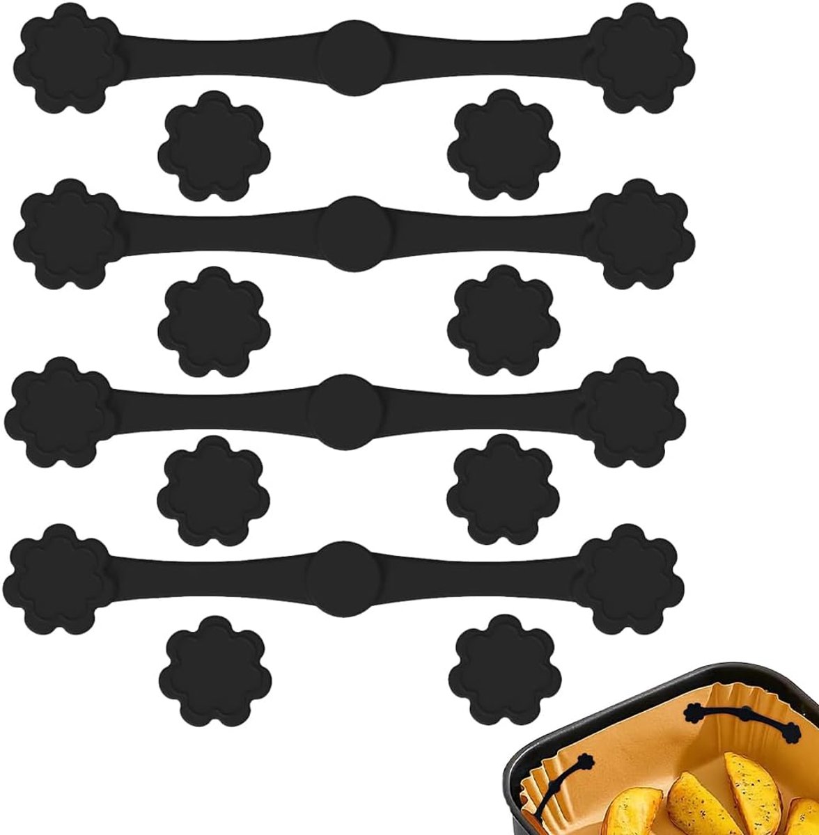 Accessoires, airfryer magneten, bakpapier voor heteluchtfriteuse, magneten voor airfryer bakpapier (Zwart bloemenpatroon)