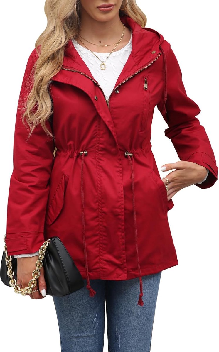 Casual Ligtweight Militaire Jassen Anorak Utility Hoge Taille Trekkoord Zip Up Hood Jas