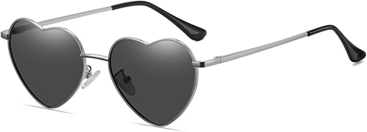 hartvormige zonnebril voor dames, vintage metalen frame, leuke glazen voor feestjes en festivals
