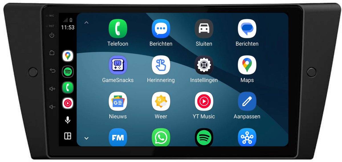 CarPlay autoradio geschikt voor BMW 3 Serie E90 E91 E92 E93 | 2005 t/m 2013 | Cartronix CTX-7072 | 2005 2006 2007 2008 2009 2010 2011 2012 2013 | 9 inch | Android 15 | Draadloos Apple CarPlay & Android Auto | 2GB + 32GB | Bluetooth & Wifi