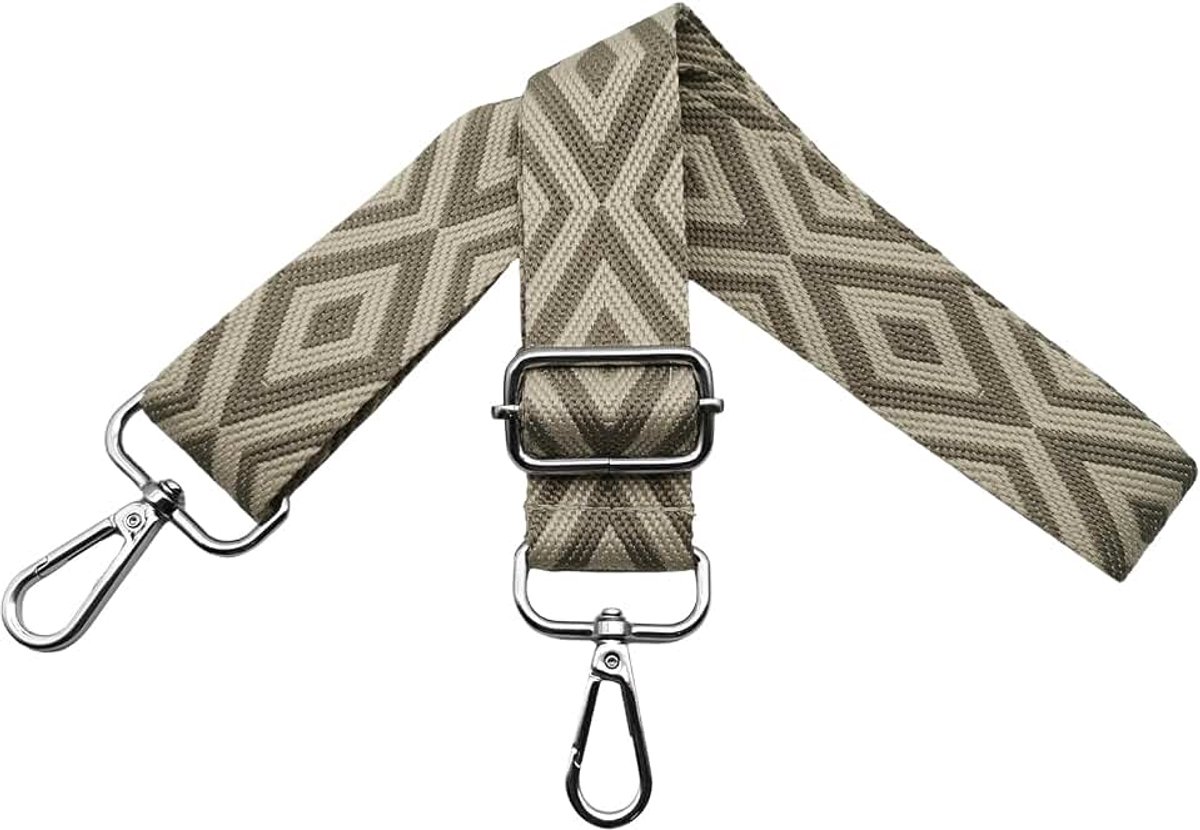 Schouderriem voor tas, verstelbaar, met karabijnhaak, zilver, 3,8 cm, brede schouderbanden, dames, crossbody, vervanging, doe-het-zelf, accessoires, lichtkaki, V10