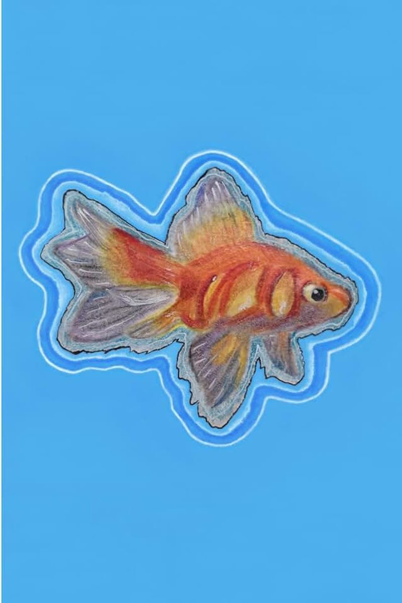 Hand drawn goldfish journal: diary, notebook, travel log, notepad, 6x9" inch, 110 pages, college ruled.
