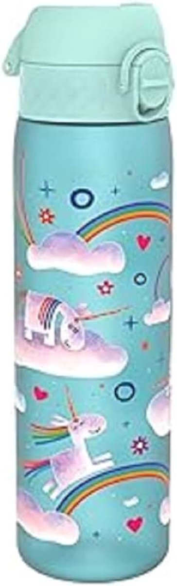 Waterfles, 500 ml/18 oz, Lekvrij, Makkelijk te Openen, Veilige Vergrendeling, Vaatwasserbestendig, BPA-vrij, Draaghendel, Past in Bekerhouders, Makkelijk Schoon, Geurvrij, Eenhoorn Planeet