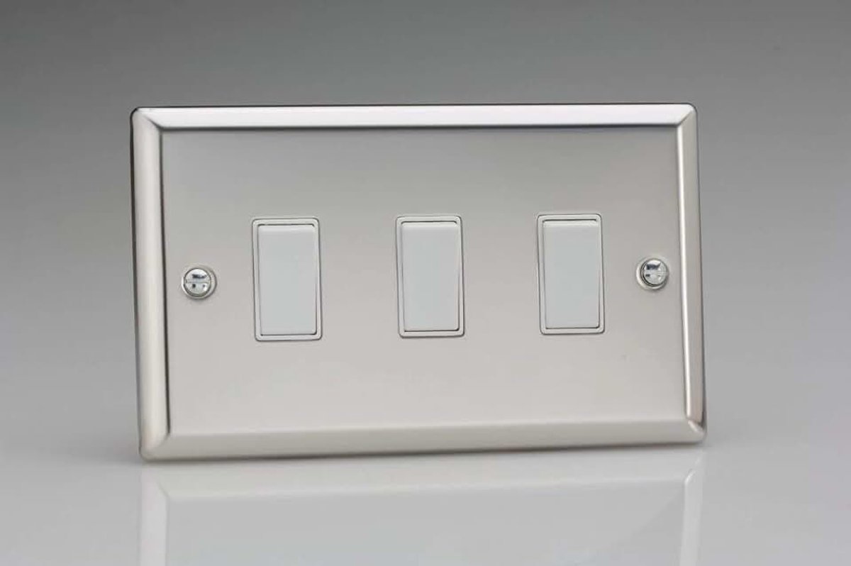 Rocker Schakelaars Wit 3 Bende Spiegel Chroom