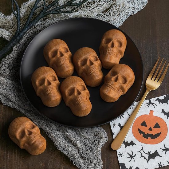 Mallen Halloween bakvorm skelet taartvorm siliconen taartbakvorm Halloween mousse zeep doodskop ijsblokjesvorm motief bakvormen 3D — afbeelding 3