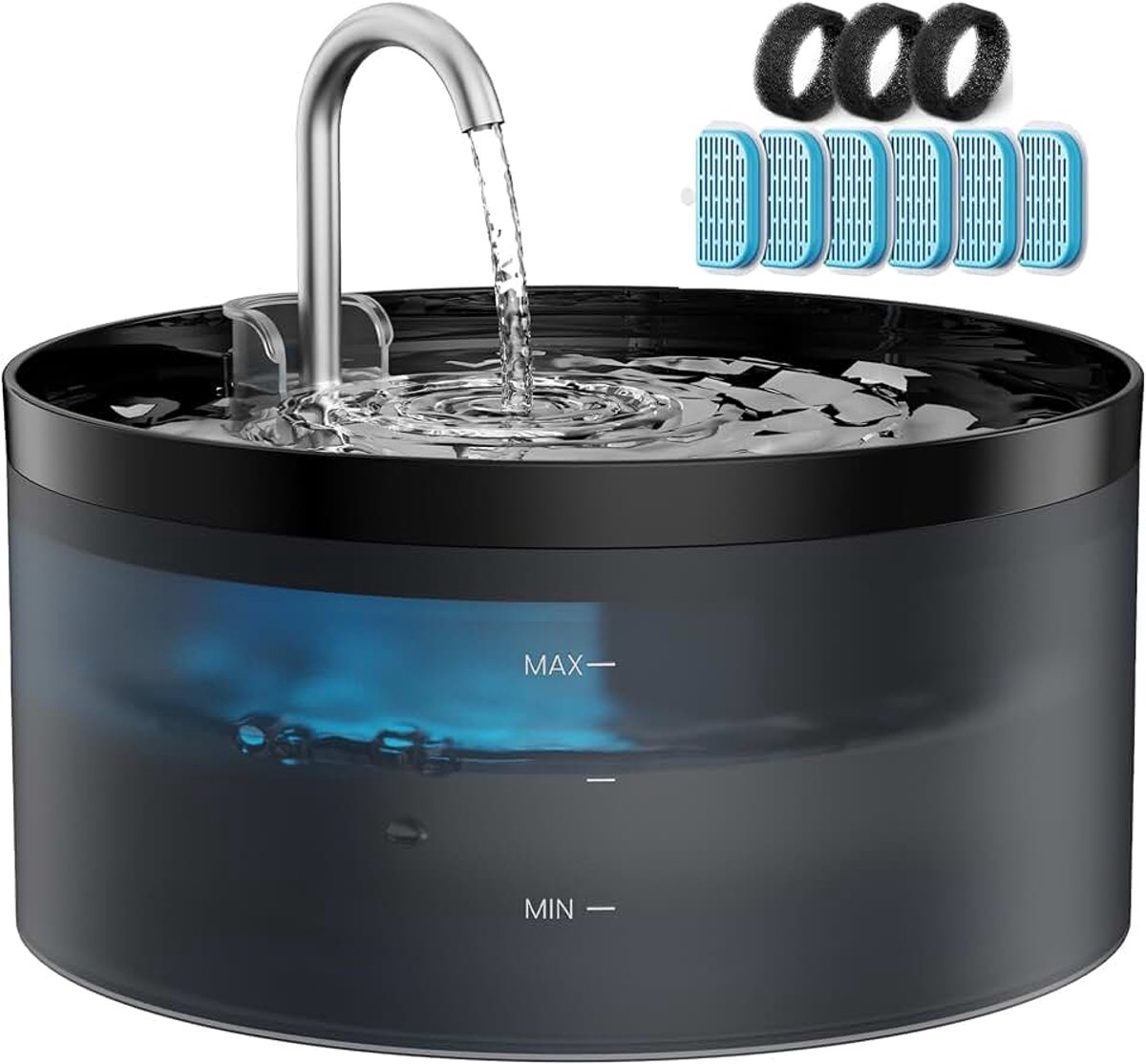 Kattenfontein drinkfontein voor kat: 3,2 l kattenfontein voor katten - superstille waterpomp - filteren van haren - eenvoudige demontage - 6 filters + 3 schuimfilters - GIOTOHUN