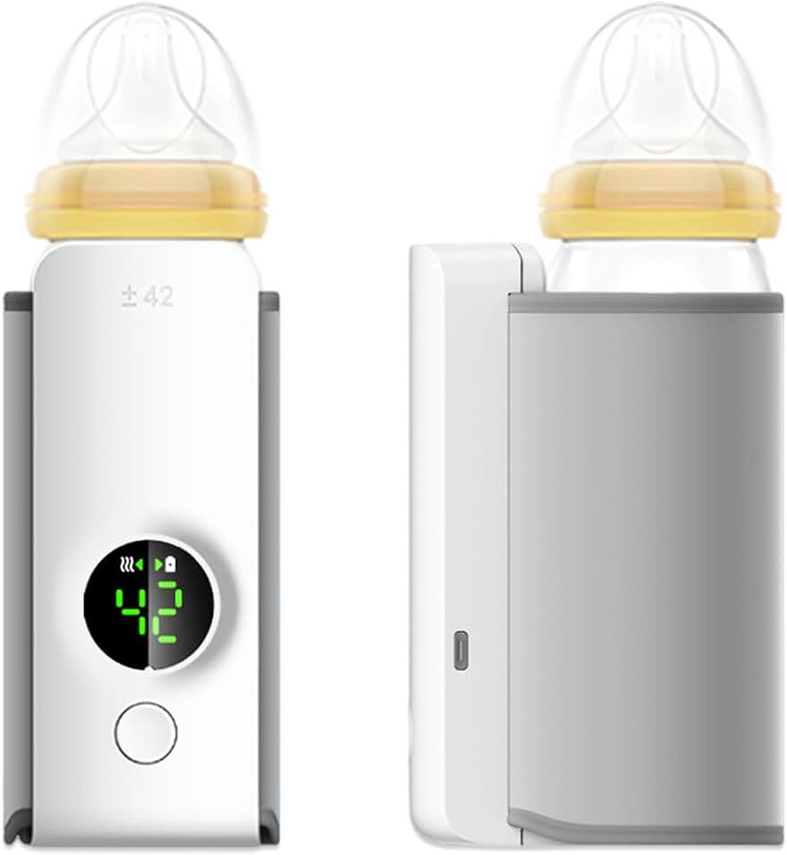 Draagbare Flessenwarmer voor op Reis, Oplaadbare Babyflessenwarmer, Draadloze Draagbare Babymelkverwarmer, 6000 MAh Batterijvoeding, Digitaal Temperatuurdisplay