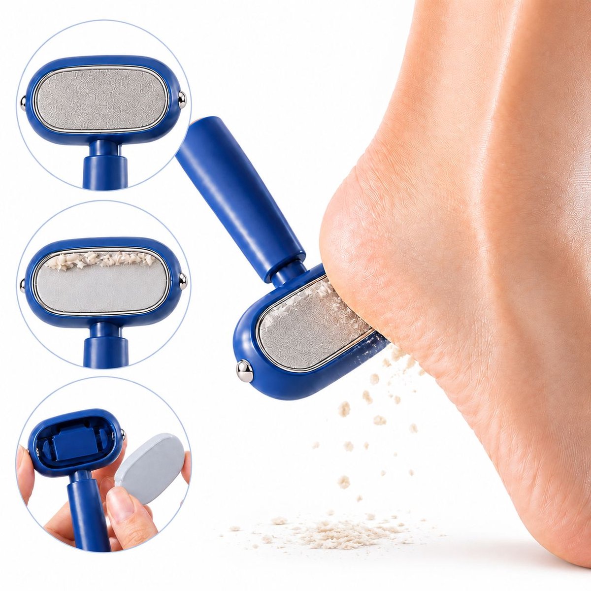 VHV - 2-in-1 eeltschraper - eeltverwijderaar - voetvijl - eeltvijl - dubbelzijdig - met vervangbaar mesje - pedicure