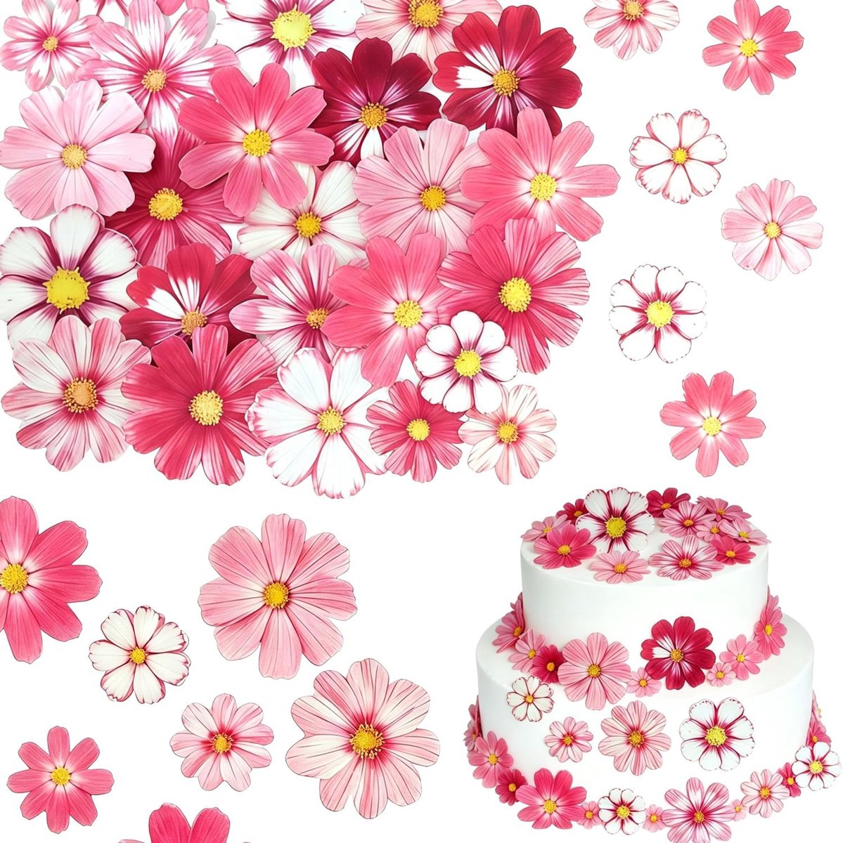 Eetbare Bloemen, Taartdecoratie, voor Bruiloften, Verjaardagen, Babyborrels – Cupcakes, Koekjes, Desserts Decoratie Accessoires