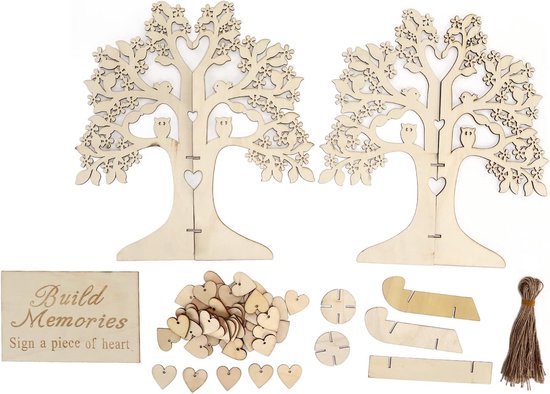 Gastenboek, Wood Desired Tree Handgemaakte Handwerk, Persoonlijk Handtekeningbord voor Bruiloften, Feesten, Verjaardagen — afbeelding 5