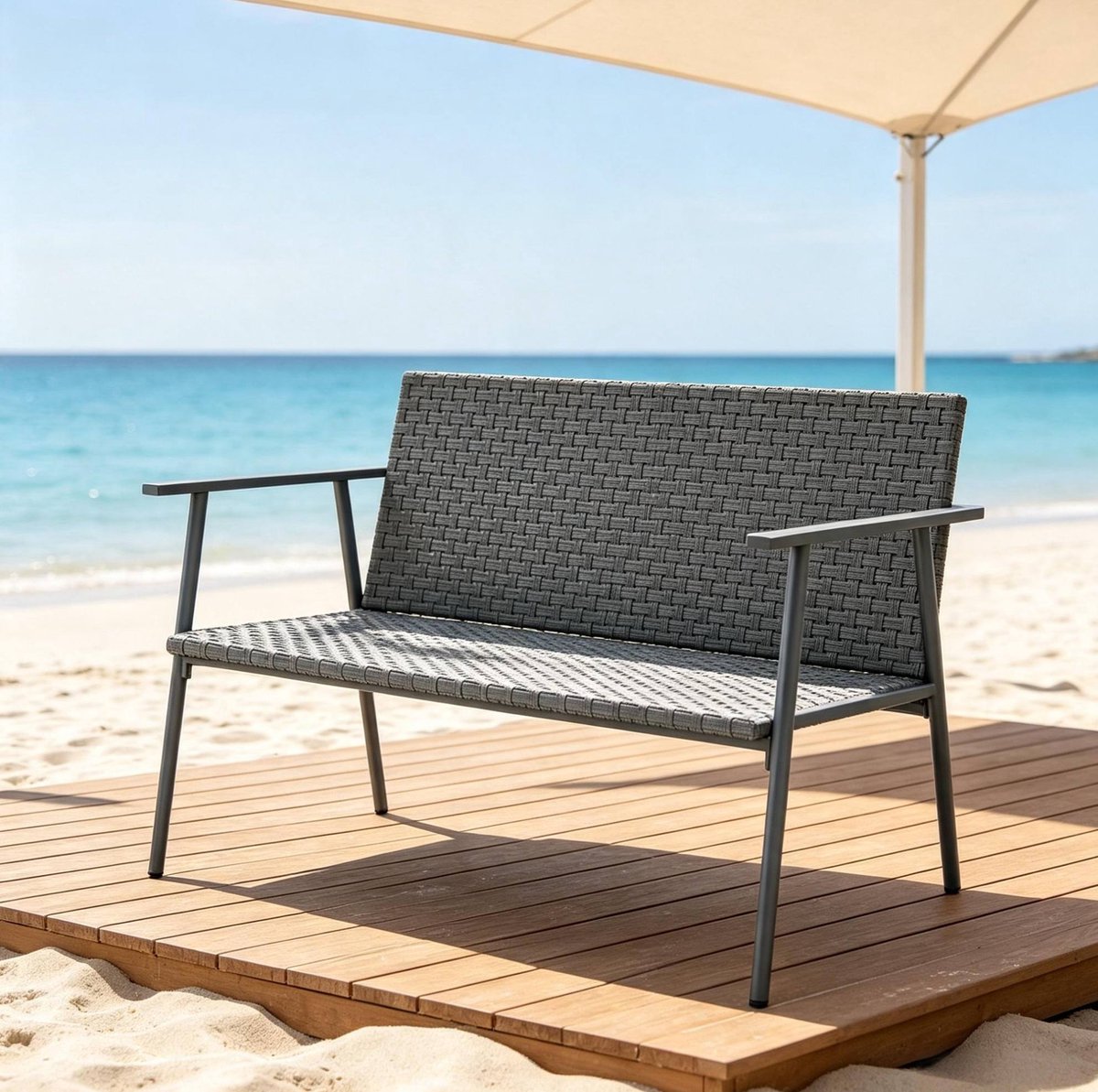MODENUIT Tuinbank 110 x 58 x 78 Cm - Verstelbare Voeten En Rugleuning - Terras En Tuin - Hars Grijs