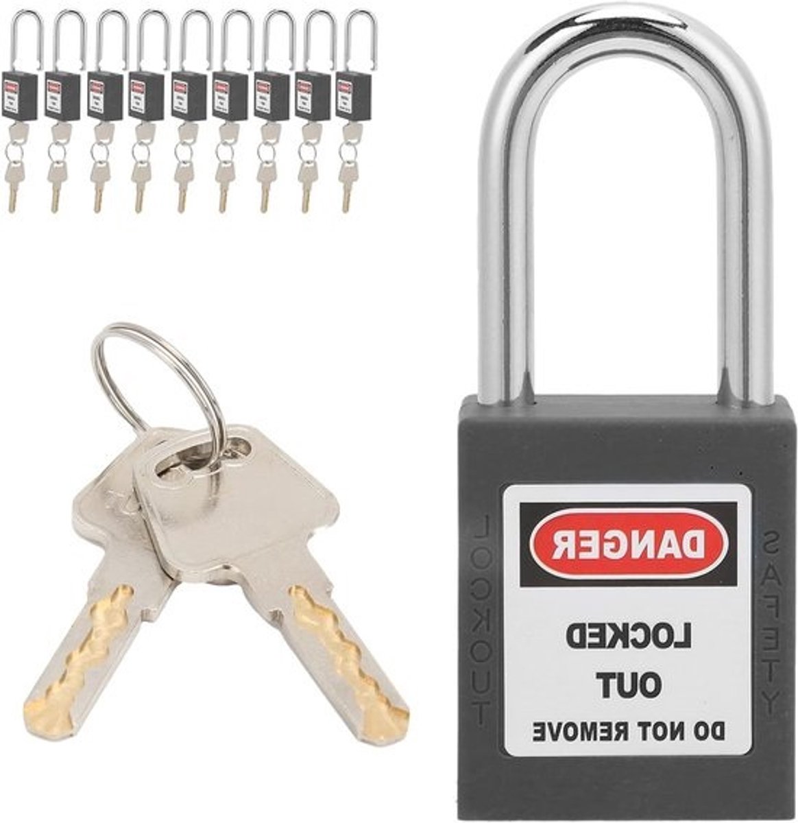Veiligheidslabels Set voor Machines, 10 Sets van 1.5 Inch Veiligheidsloten met Stalen Stang en 20 Sleutels voor Effectieve Beveiliging en Toegangscontrole