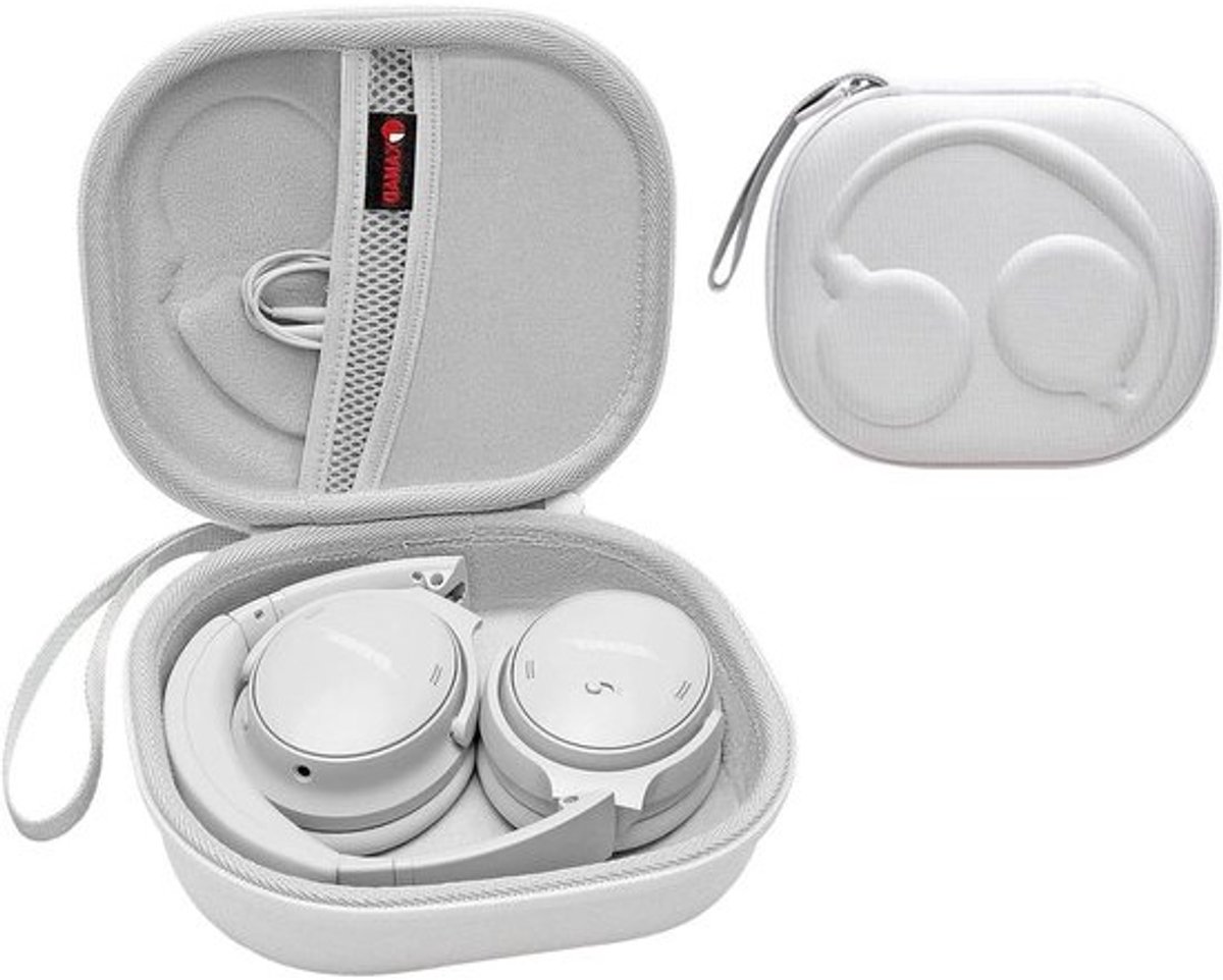 Draagbare tas voor draadloze on-ear hoofdtelefoons - Wit - Pluche en EVA