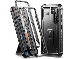 Full body beschermcase voor Samsung Galaxy S23 Plus met dubbele voorzijde en kickstand - Zwart, schokbestendige bumper