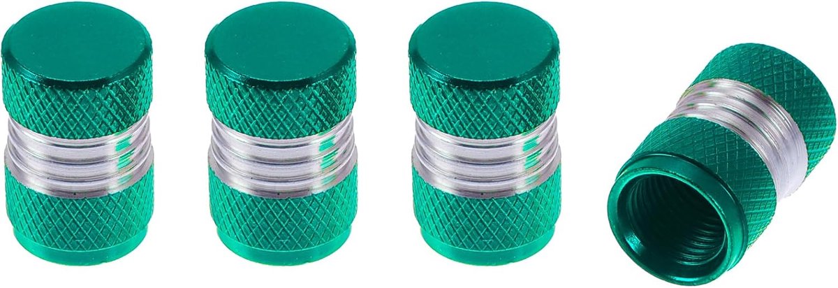4 stuks lekvrije stofkappen voor bandenventielen, 16 mm, stofafdekkingen voor de meeste auto's, vrachtwagens, groen, aluminiumlegering