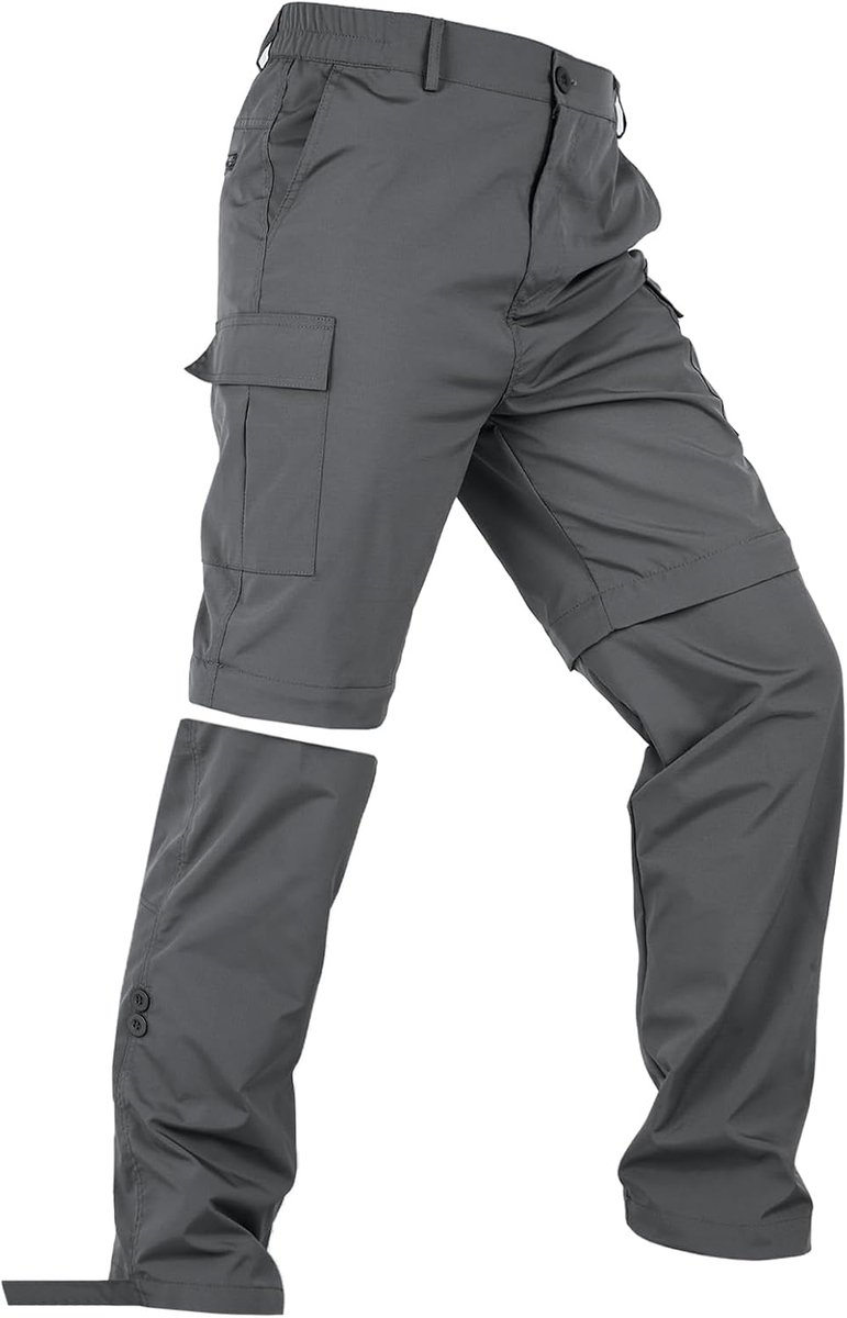 Wandelbroek voor heren, stretch, sneldrogend, om te zetten in korte broek, lichte lastbroek