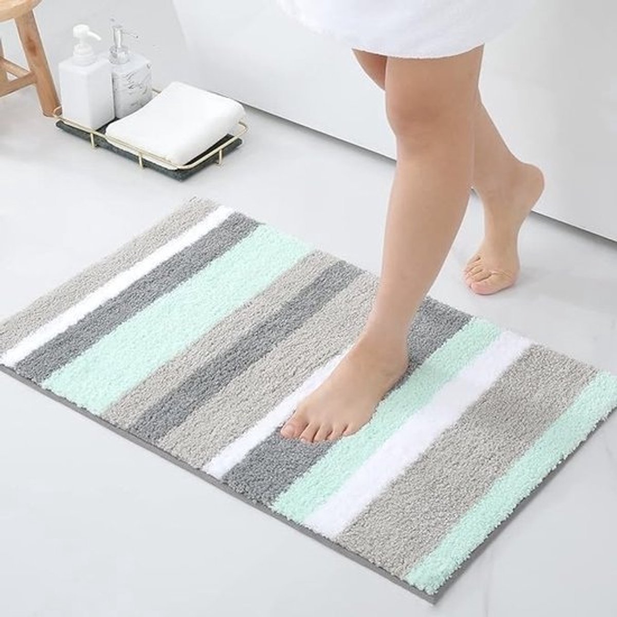 Zachte hoogpolige badkamermat met antislip onderkant - 40x60 cm