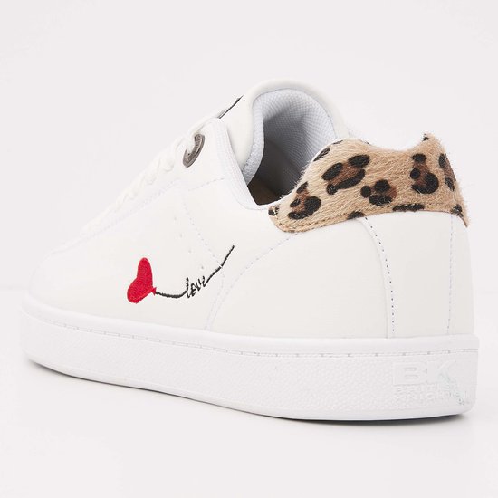 British Knights - Mist Dames sneakers laag - Maat 36 - Wit - Panterprint - Hart - Vrouwen schoenen