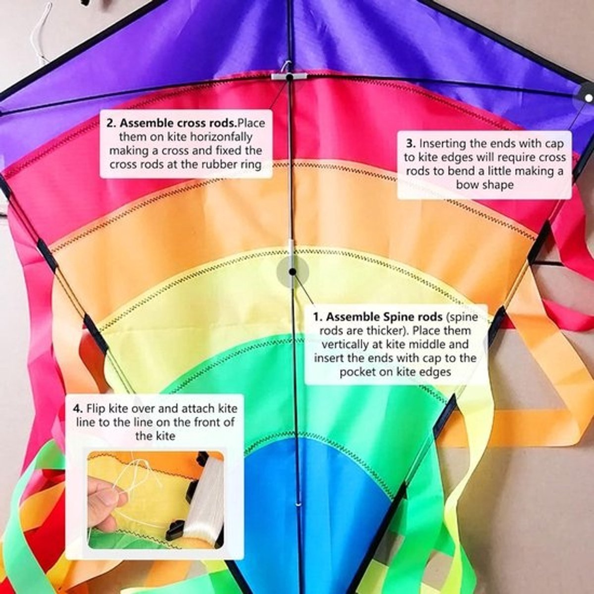 Vlieger Enorme kleurrijke regenboog diamant vlieger - vliegers voor kinderen - familie outdoor games - activiteiten outdoor vlieger
