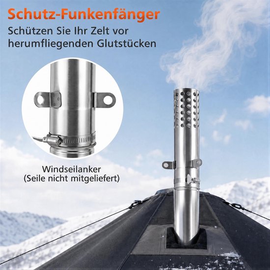 COSTWAY Draagbare Houtkachel 219 cm RVS van costway — afbeelding 2