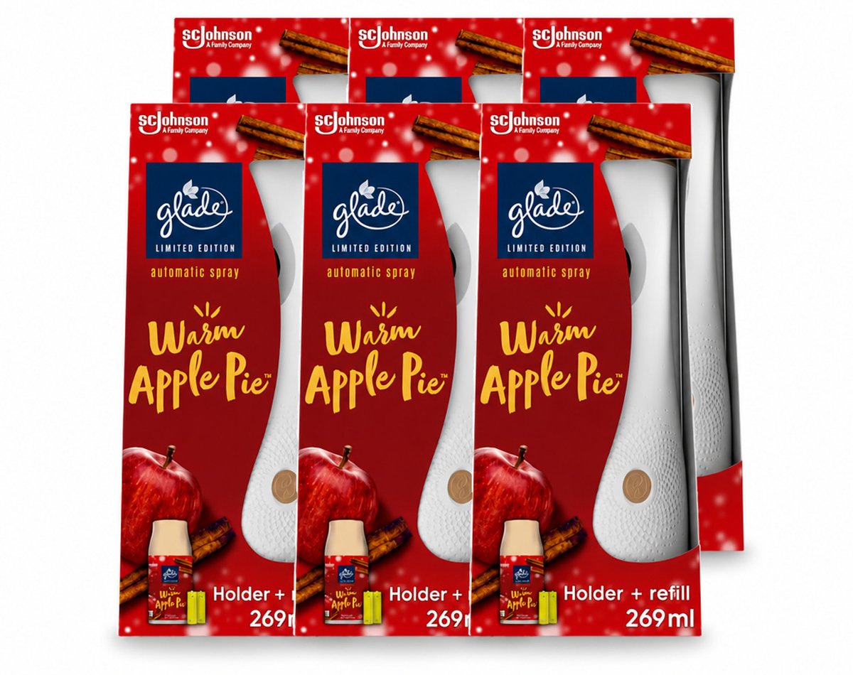6 x Glade - Houder Automatische Spray - Warme Appeltaart Limited Edition - 269 ml - Voordeelverpakking - 6 stuks