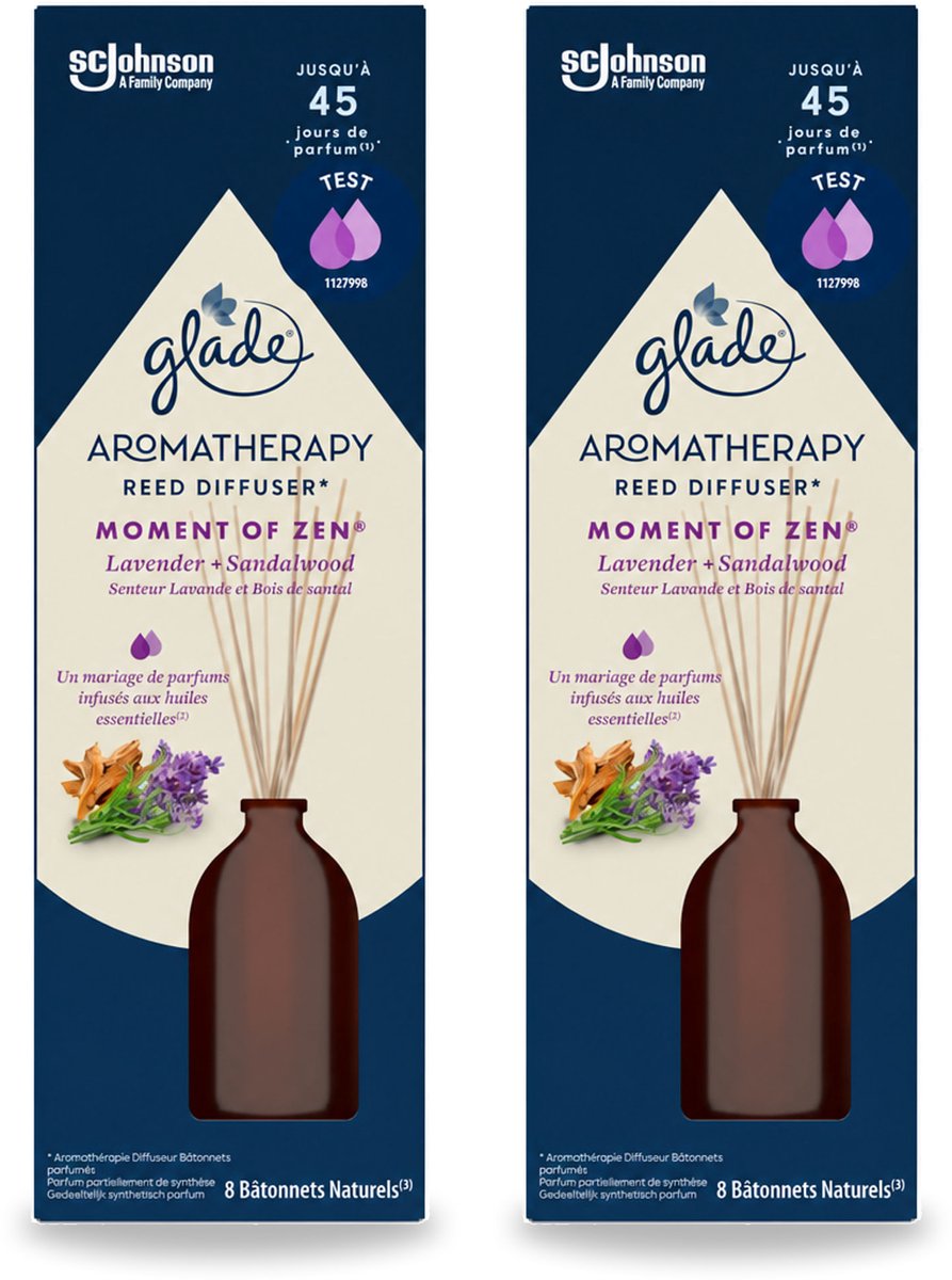 2 x Glade - Geurstokjes Moment van Zen - Aromatherapie Geurverspreiding - 80 ml - Voordeelverpakking - 2 stuks