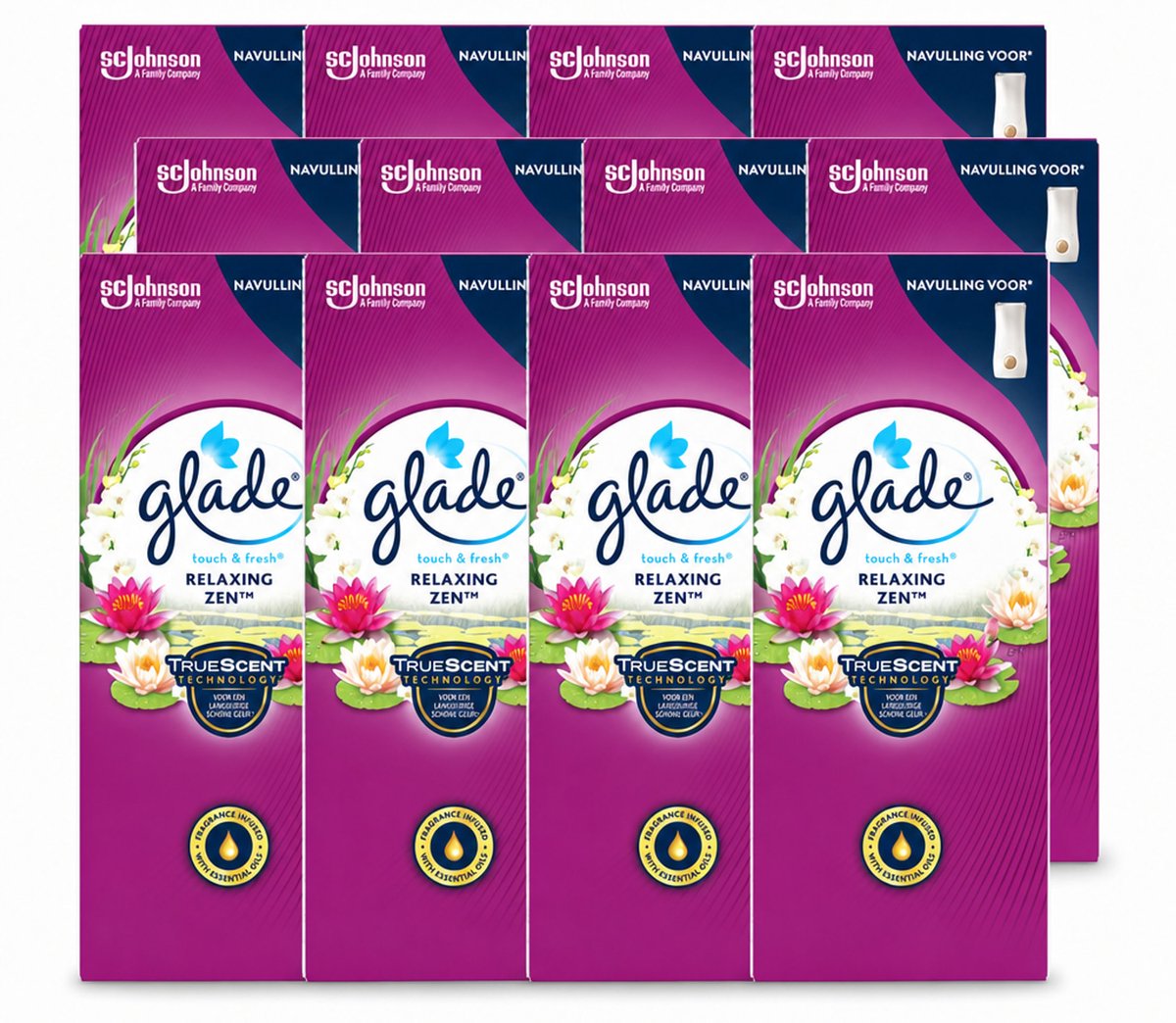 12 x Glade – Touch & Fresh Navulling – Relaxing Zen – 10 ml - Voordeelverpakking - 12 stuks