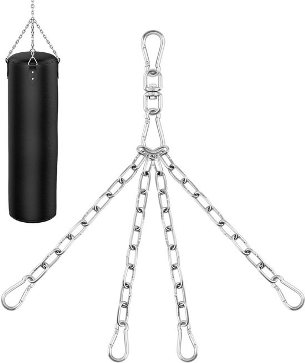 Robuuste 4-strengs hangketting voor bokszakken, roestvrijstalen kettingen, 50 cm lang, 360 graden draaibaar, draagvermogen tot 70 kg