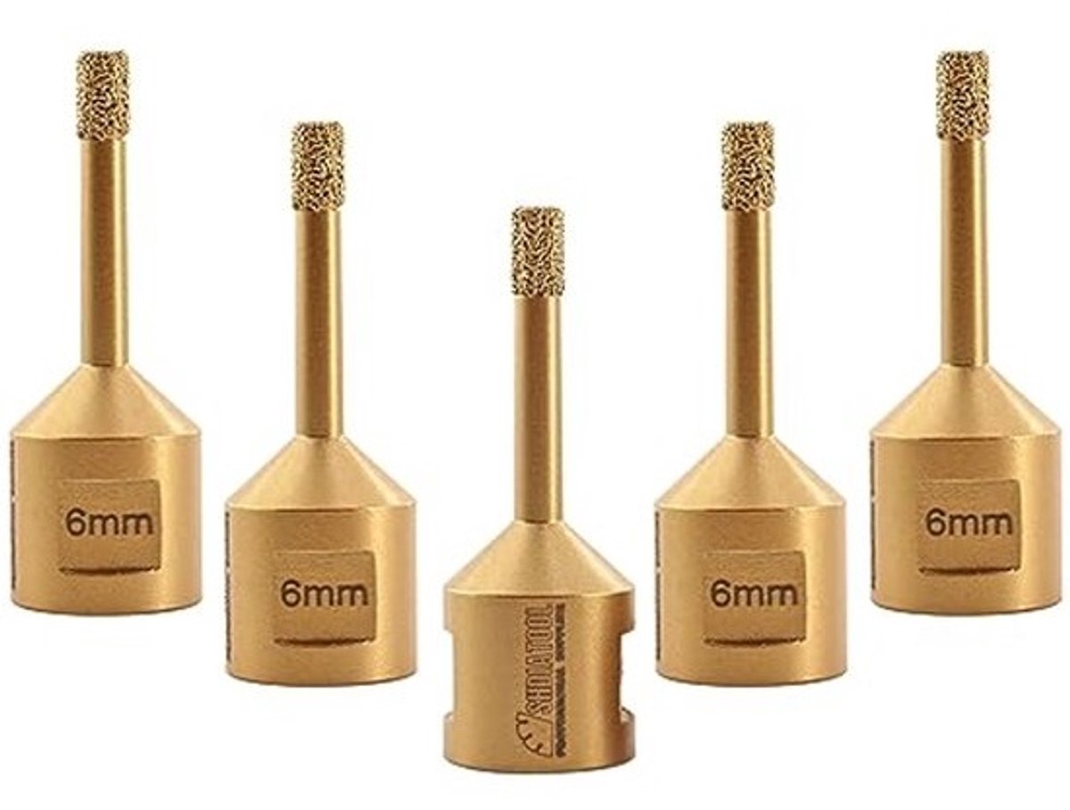 Diamantboor 6 mm met M14-schroefdraad - 5 Stuks voor Porselein, Tegels, Graniet en Marmer