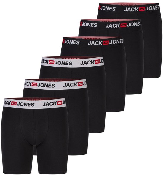 Zes zwarte trunks met elastische taillebanden voorzien van het JACK & JONES logo.