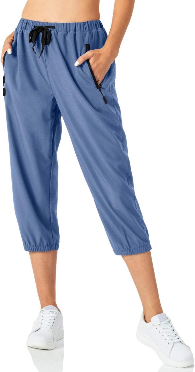 Cropped broek voor dames 3/4 Lengte Broek Workout Joggingbroek Casual Wandelen Broek Met Ritszakken