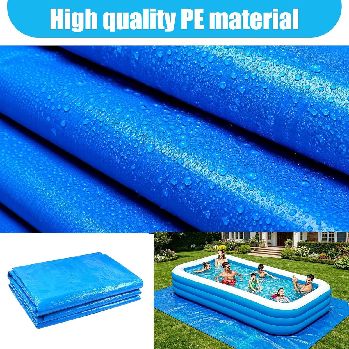 14.6x8.3Ft Rechthoekige Waterdichte Zwembad Gronddoek voor Schilderen, Camping Tarp