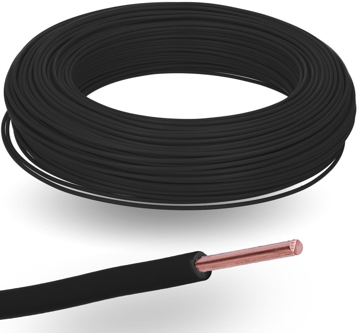 Elektriciteitsdraad - Zwart - 1,5 mm² - Koperen Enkele Kabel Stijf - Voor Interne Bedrading en Installaties
