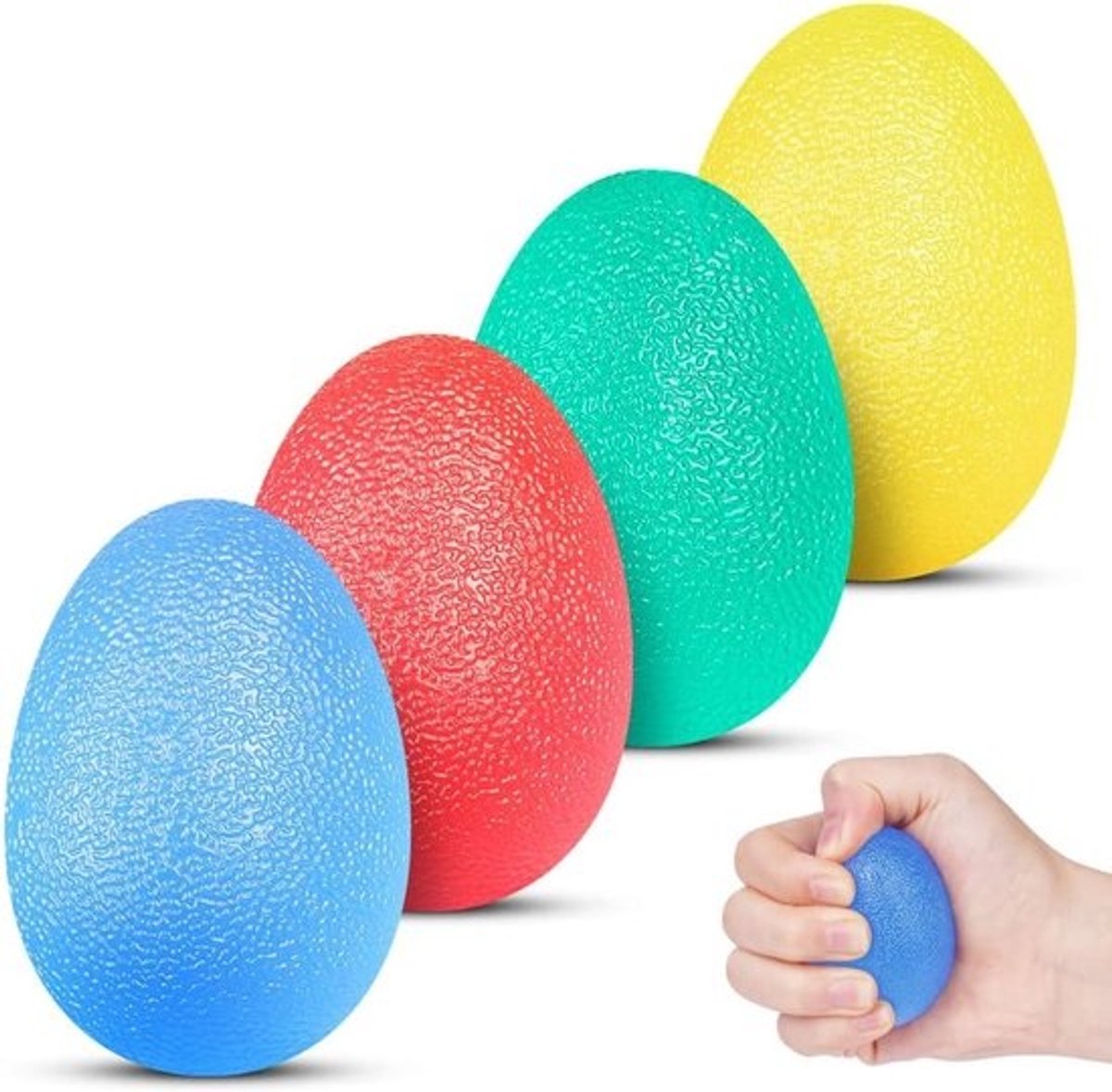 Eivormige gripballen - set van 4 - voor vinger- en handversterking