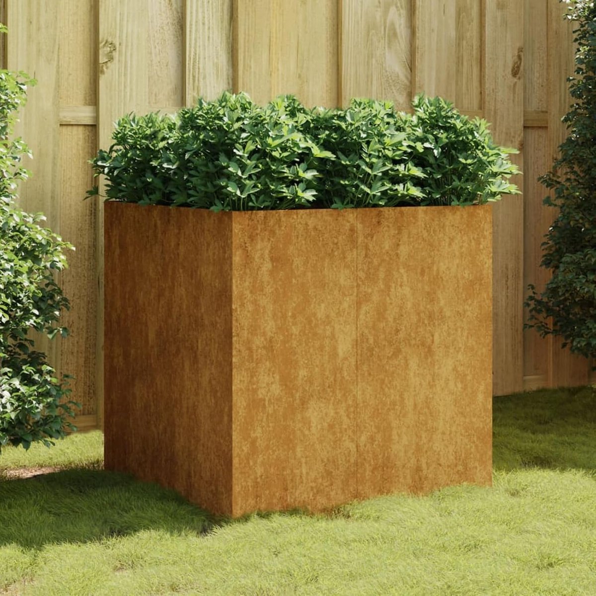Bloembak 80 x 80 x 80 cm van cortenstaal, plantenbak voor de tuin, verhoogd bloembed voor de tuin, grote plantenbak voor buiten, verhoogd bed, L824537