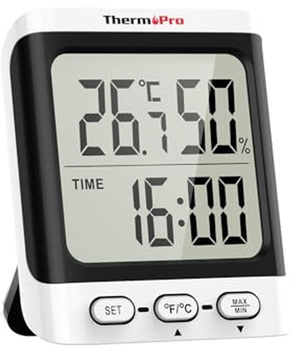 Digitale Hygrometer en Thermometer voor Binnen met Klokfunctie