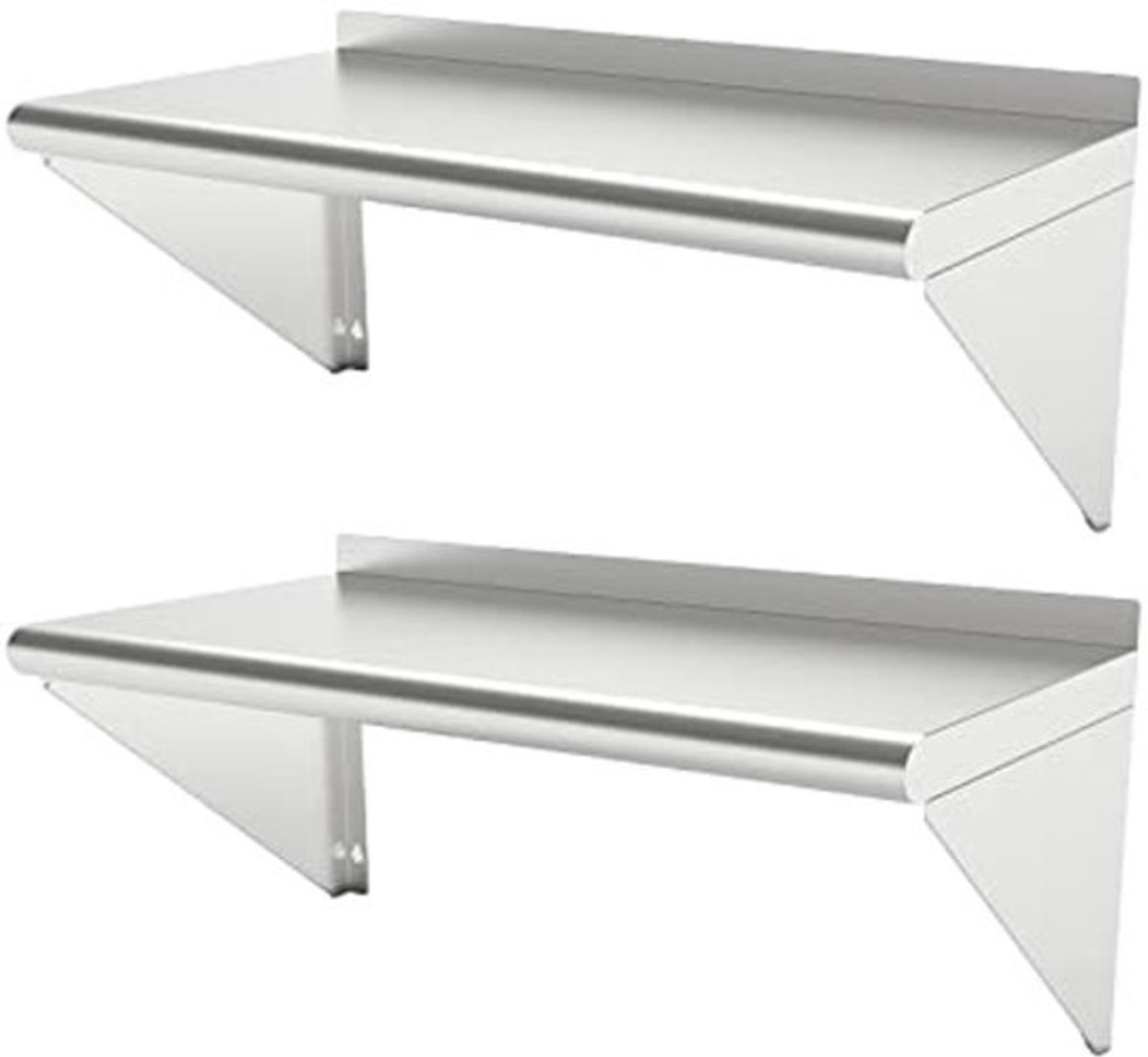 Wandmontage RVS Planken - 30 x 90 cm - 2PACKS voor Keuken, Restaurant, Garage en Hotel
