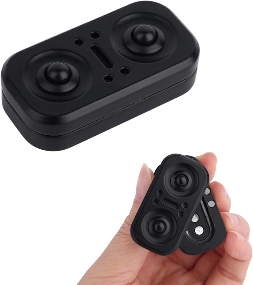 Magnetische Fidget Slider, Metalen Uil Vingertoy Zinklegering Bureau Fidget Spinner voor Volwassenen Glad Glijdend & Roterend Zak Vinger Speelgoed voor Focus (Zwart)