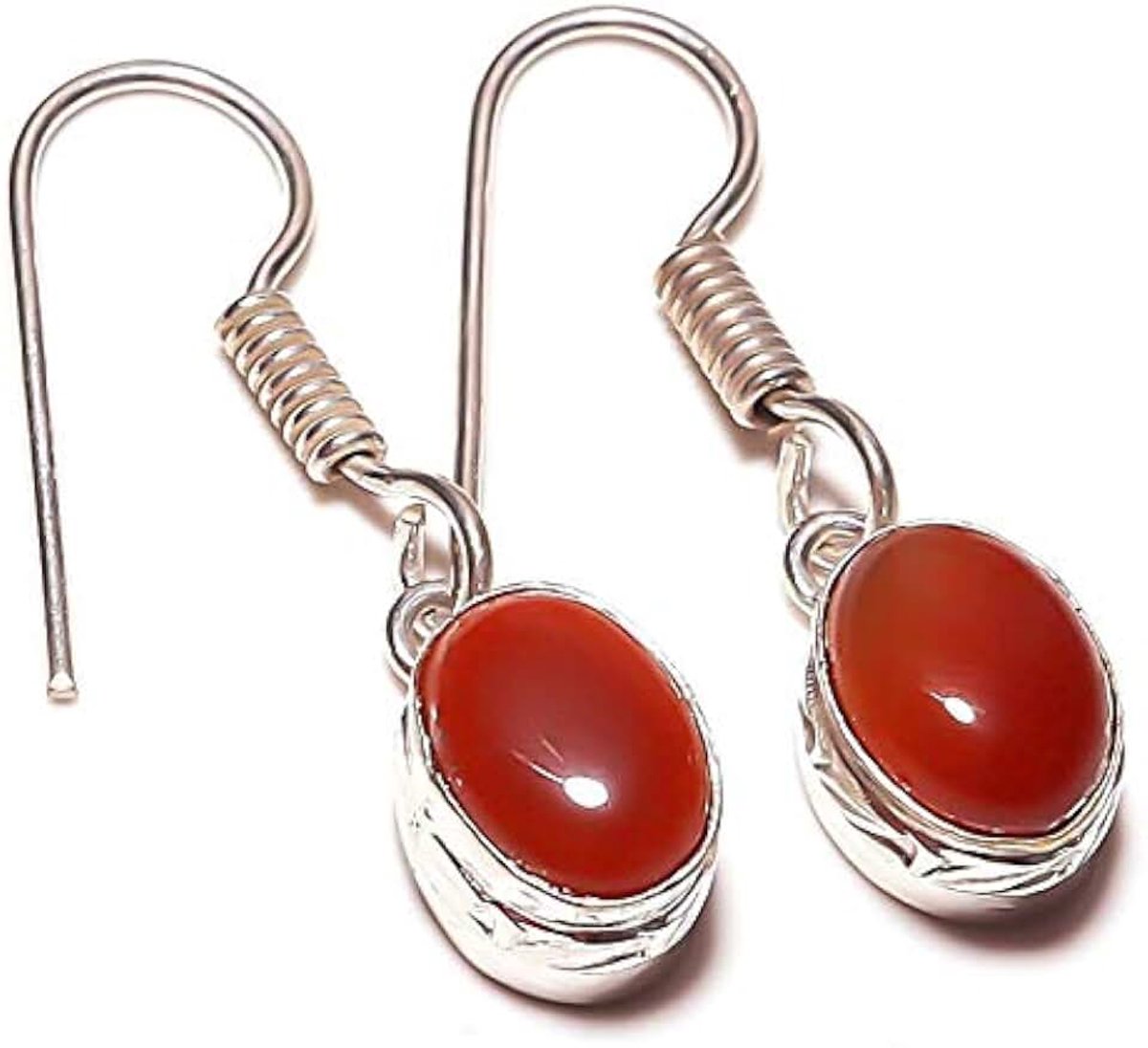 Carnelian Handmade EARRING 1" Long Silver Plated! Jewelry from Kashish! All Variety Store all Occasions