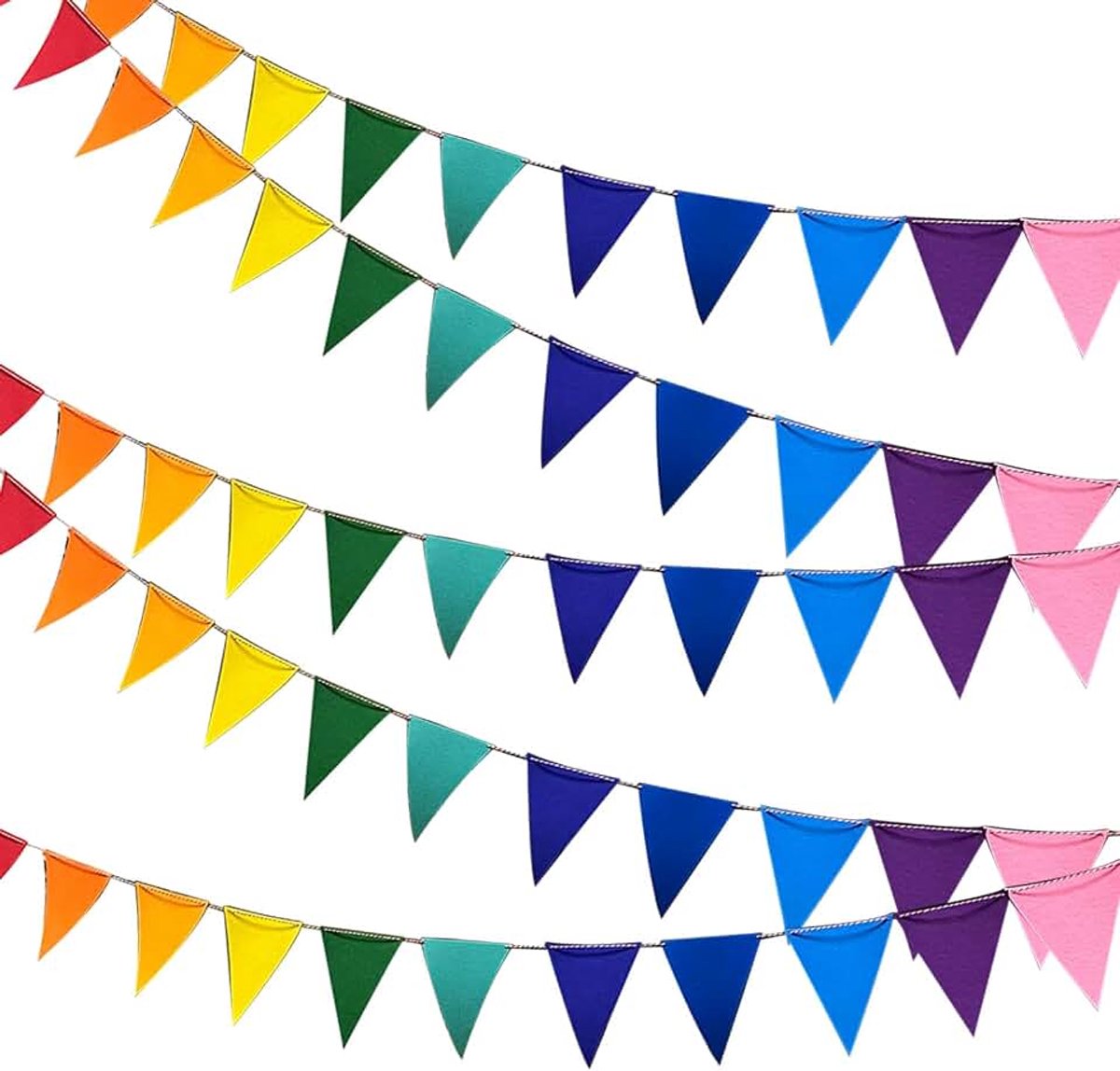 Vlaggetjesslinger, 5 stuks vilten vlaggetjesslingers, 13 x 17 cm, verjaardag, regenboogslinger voor feest, slaapkamer, raam, klaslokaaldecoratie
