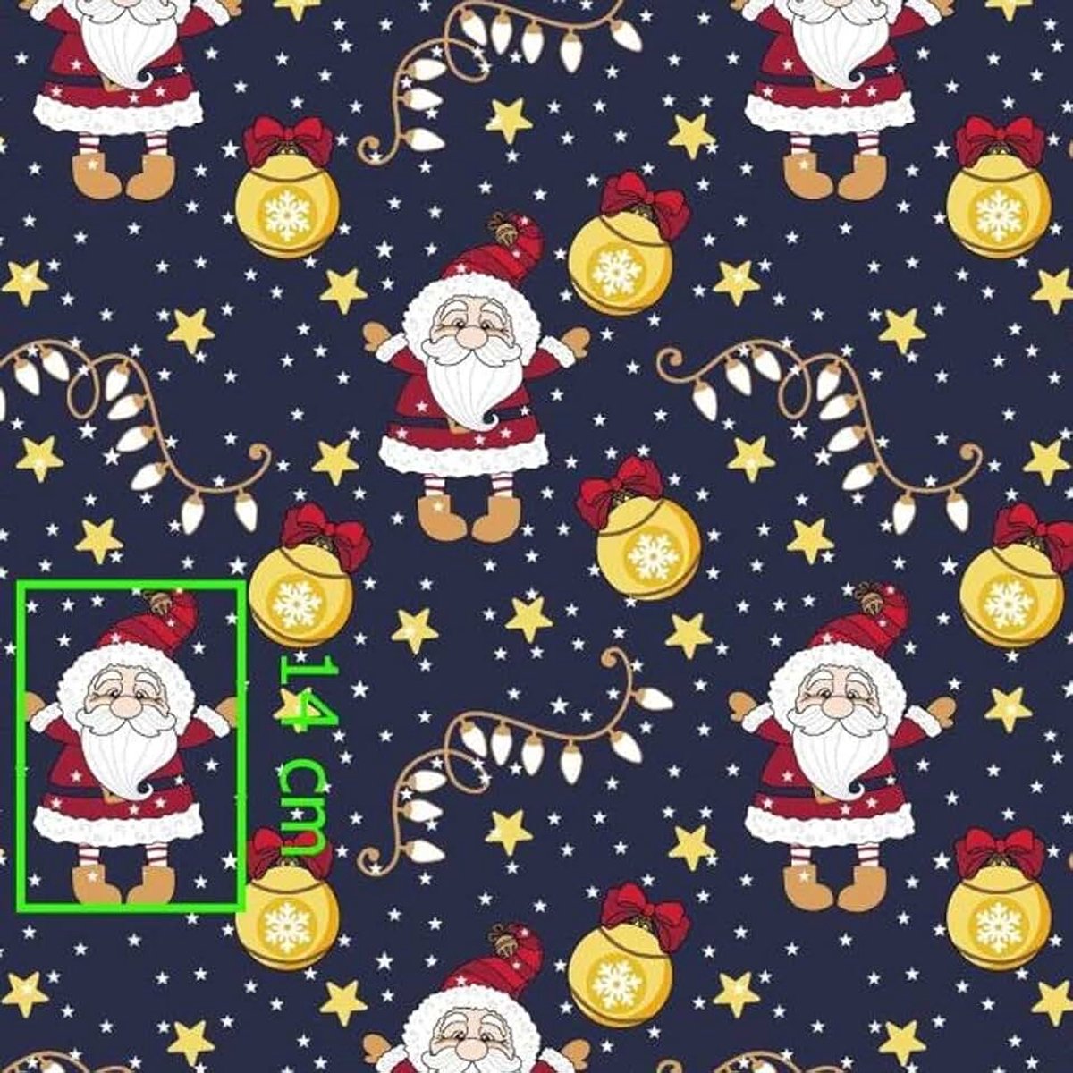 M, 100 x 160 cm, 100% katoen, Kerstmis, katoenen stof, kinderen, per meter, handwerk, naaien, stof (kerstman, bol, sterren, donkerblauw, 100 x 160 cm)