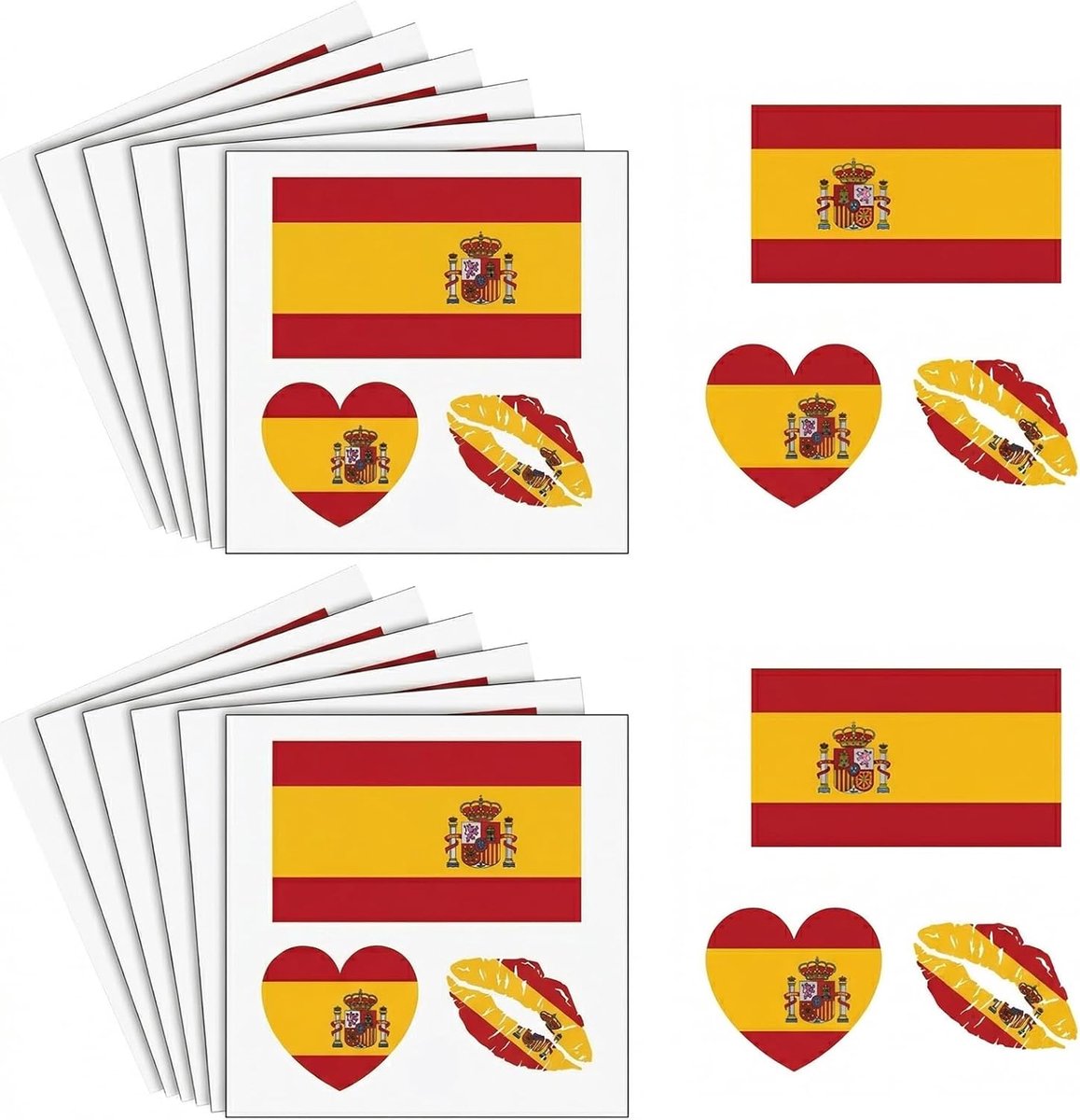 20 vellen Spaanse vlag, tattoo-stickers, WK 2026, fanartikelen, tijdelijke tatoeages voor voetbal, wereldkampioenschap, party, waterdicht, Spanje, decoratie, gezichtstatoos voor dames, heren en