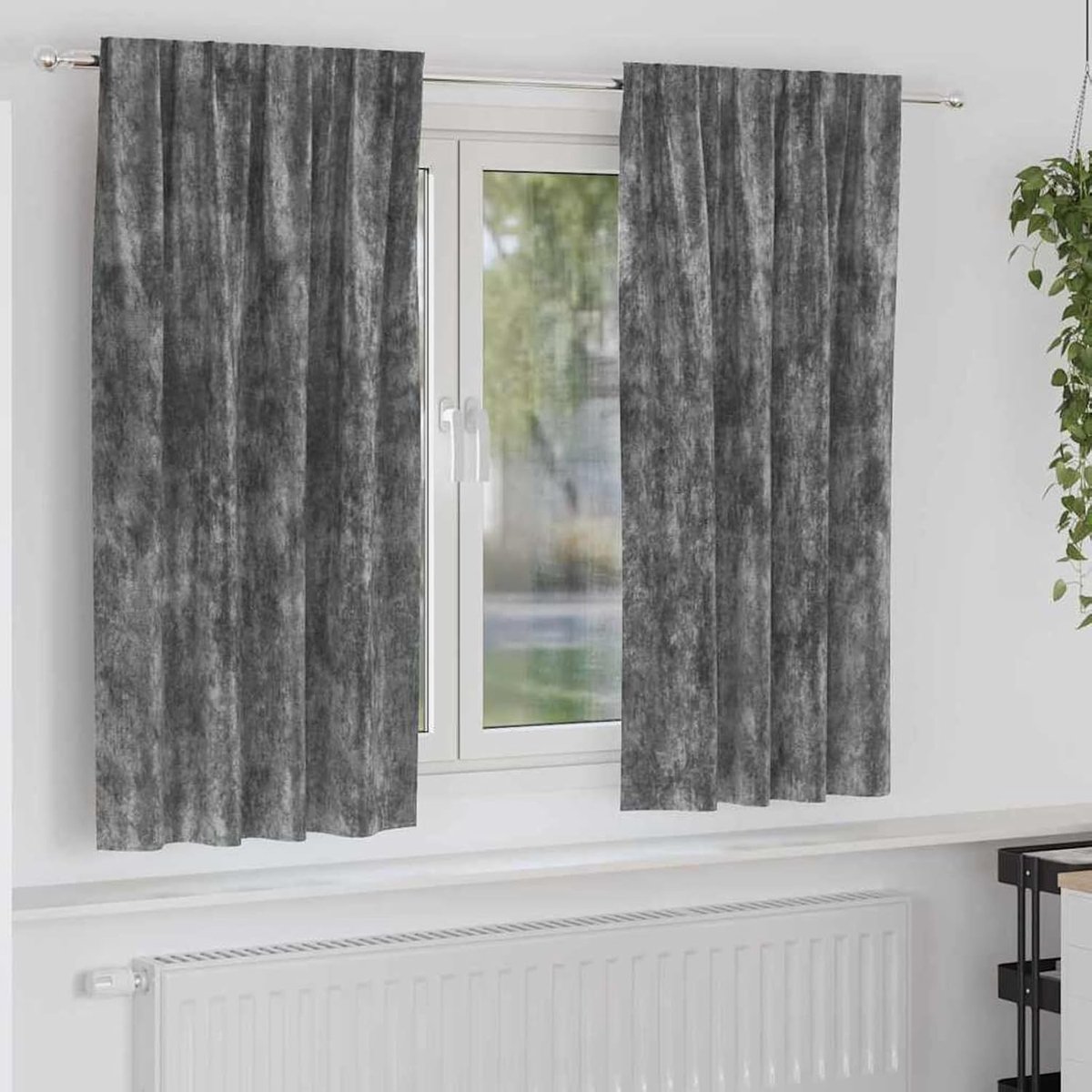 Fluwelen gordijnen, 2 stuks, met ogen, grijs, 175 x 140 cm, gordijnen, verduisteringsgordijn, thermogordijn voor slaapkamer, 4107689