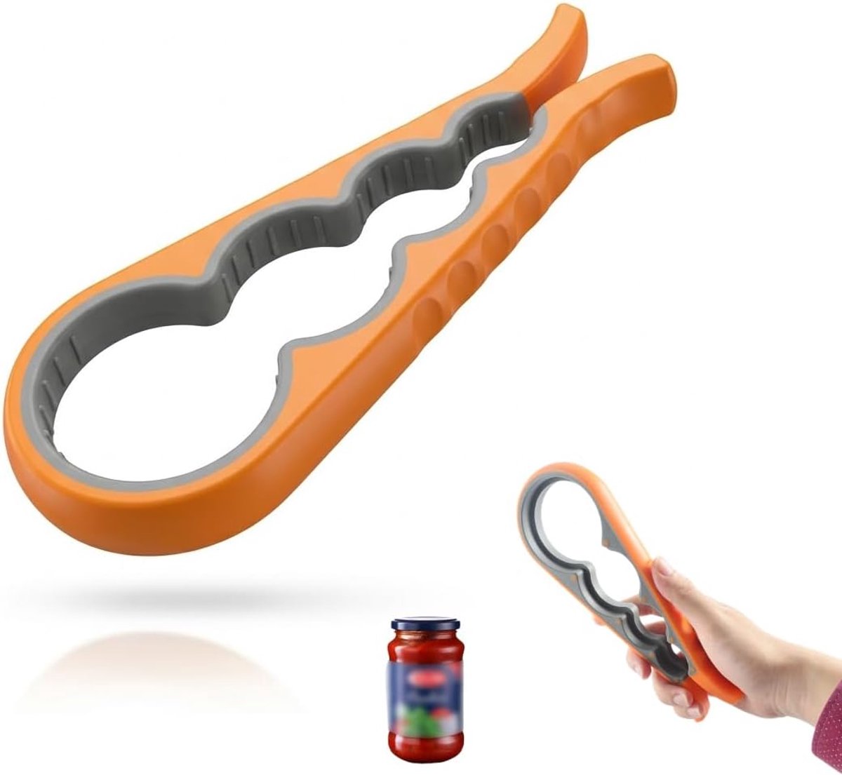 Blikopener, handmatige blikopener met metalen lemmet, voor plastic flessen, professioneel losschroeven van kurk voor mensen met lage kracht (22,6 cm x 9 cm) (oranje)