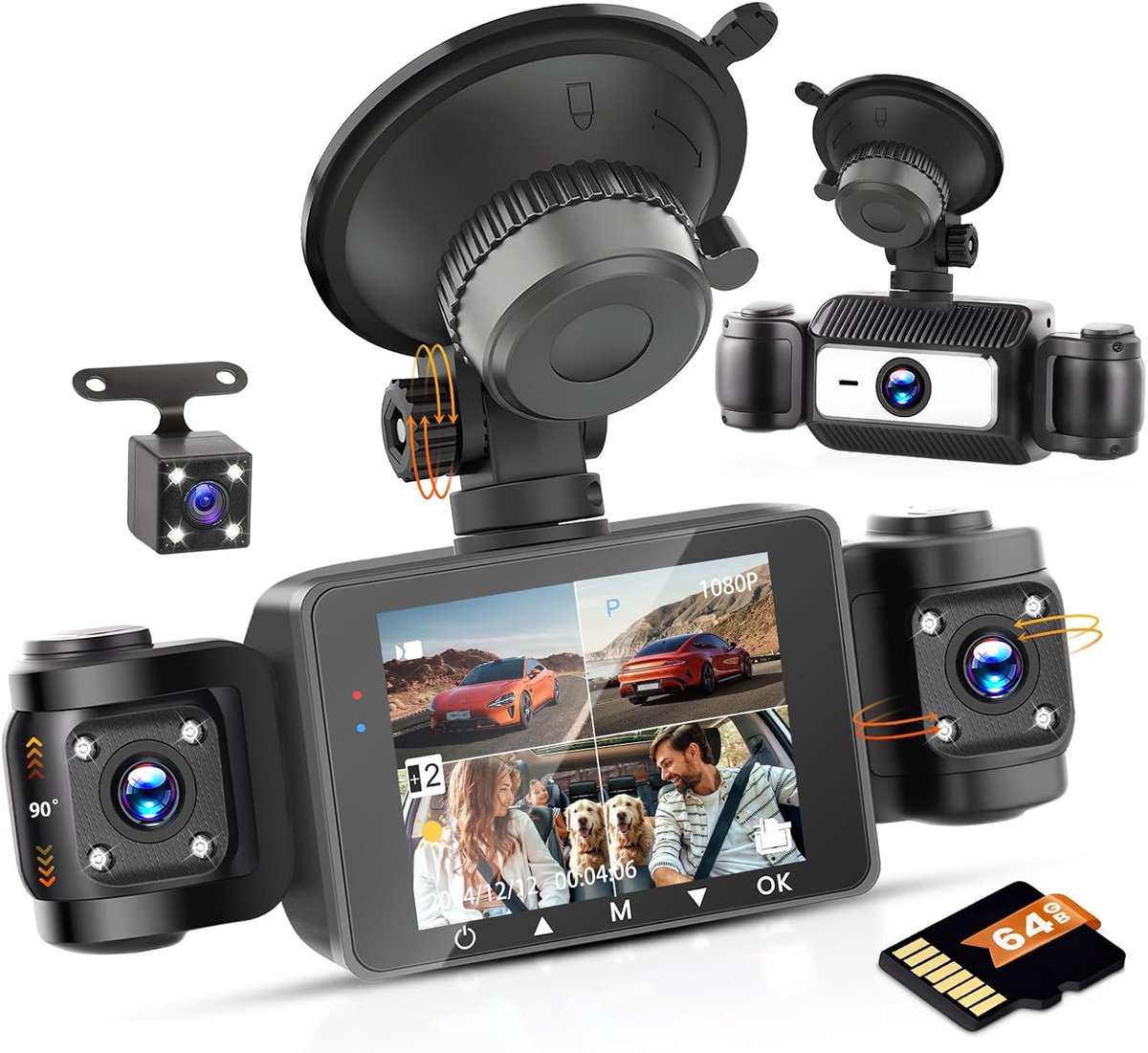 USB-dashcam voor Android-autoradio Waterdichte mini-autocamera Auto-recorder Nachtzicht Dashcam Loop-opname met G-sensor Videorecorder 170掳 groothoek met 64G SD-kaart
