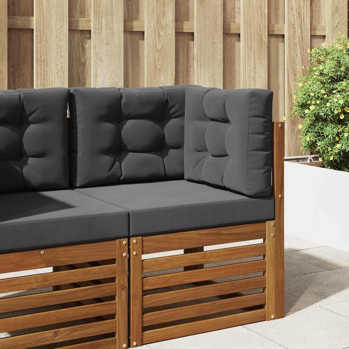 Sofakussen voor buiten, 3 stuks, antraciet, polyester, rugkussen, palletkussen, zitkussen, voor palletmeubels, tuinmeubelen, 900761
