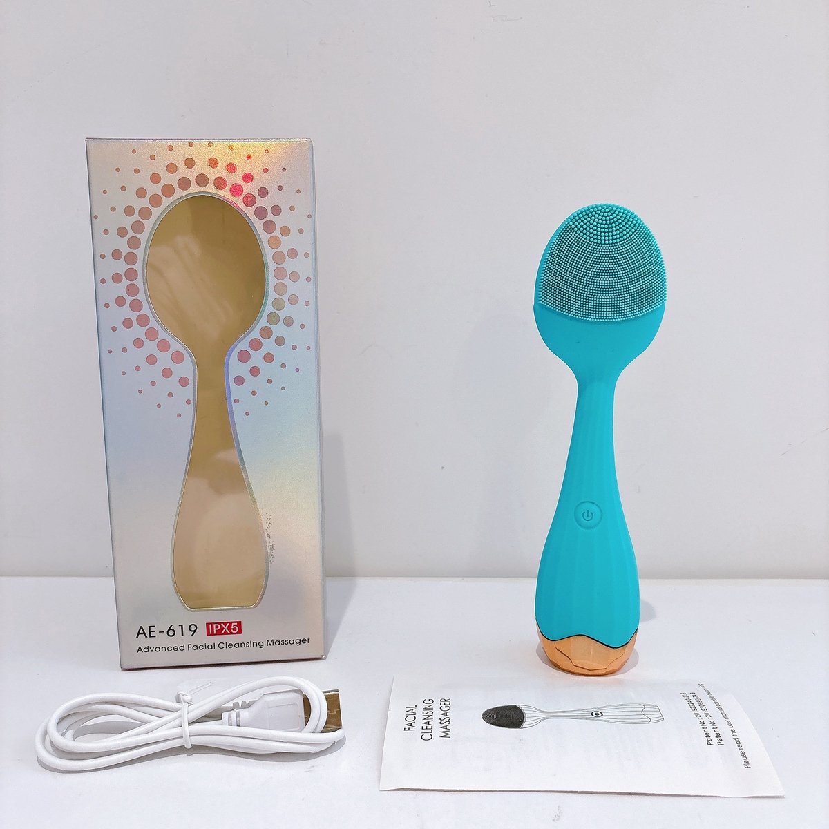 Elektrische Sonic Vibratie Gezichtsreinigingsborstel, IPX5 Waterdicht, USB Oplaadbaar, 4 Snelheidsstanden, Gezichtsscrubber en Huidmassager voor Diepe Poriënreiniging（blauw）