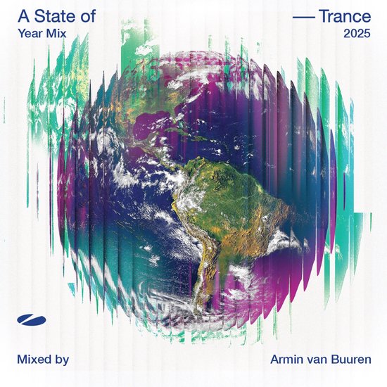Albumhoes met een gestileerde Aarde, "A State of Year Mix - Trance 2025", gemixt door Armin van Buuren.